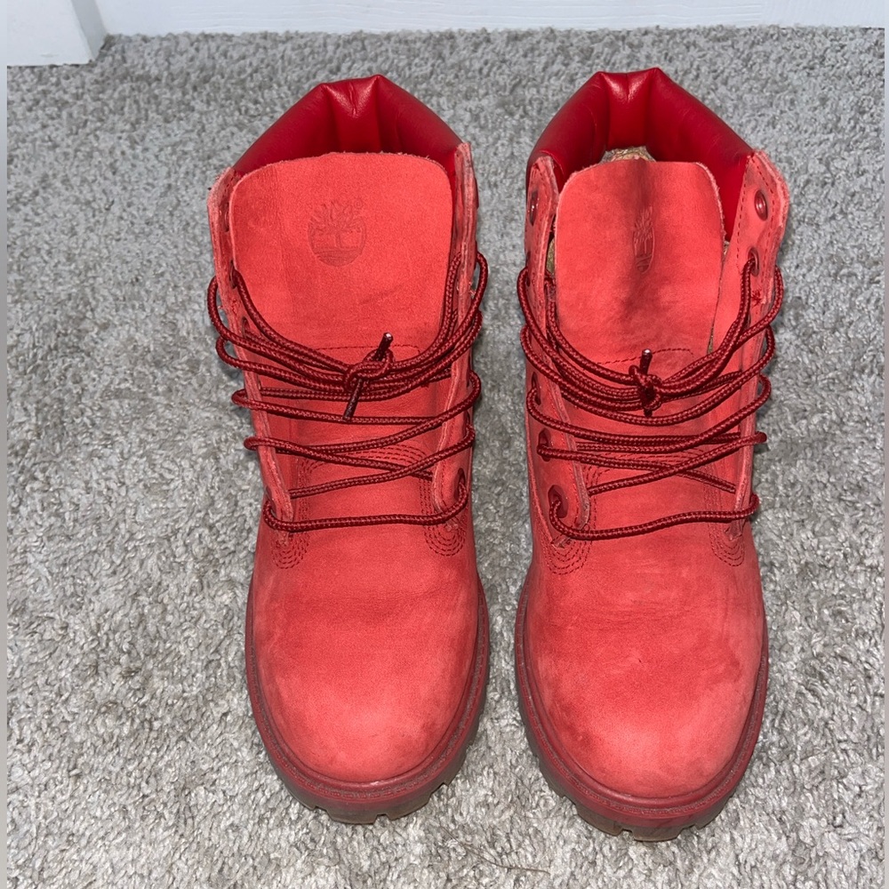Red Timberland 
Size Youth 4
Barely Worn - Picture 3 of 4